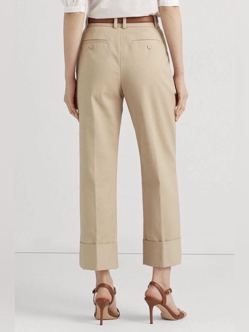 Lauren Ralph Lauren Double-Faced Stretch Cotton Ankle Wide Leg Pants Size 6 - Picture 2 of 12